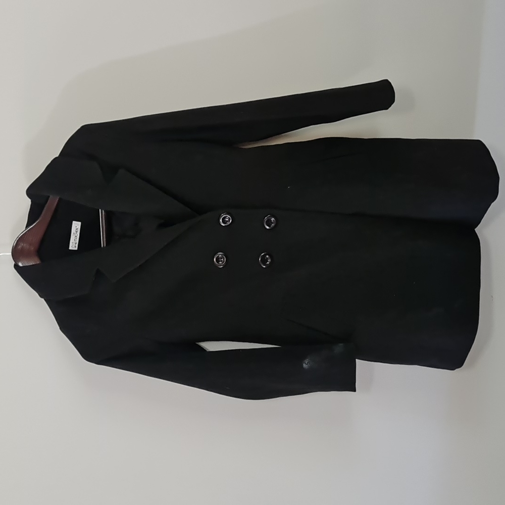Women's double brusted black pea coat